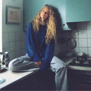 Zara blue alpaca blend distressed sweater